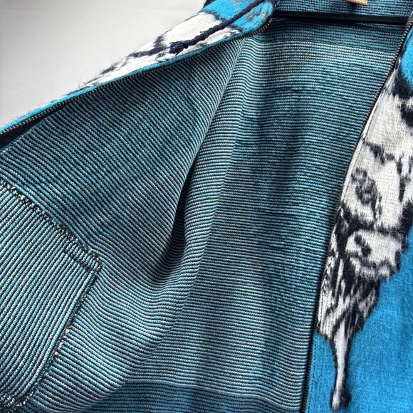 Vtg Bob Marley Tejidos Ruminahui Sweater Jacket XL Wool Blue Black Buffalo Zip - Picture 6 of 9